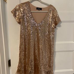 Gold sequin lulus dress
